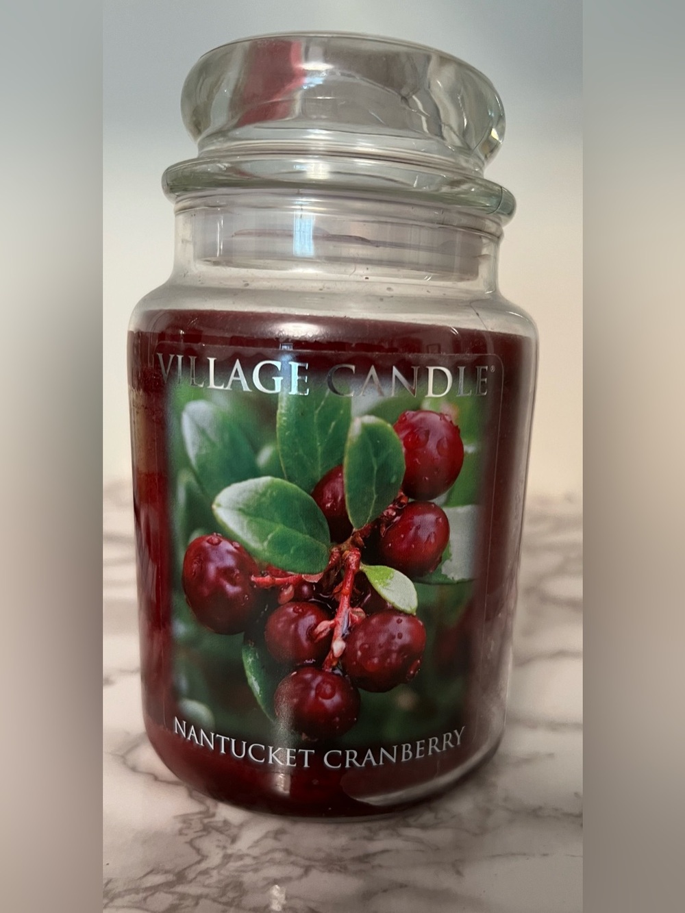 Village Candle Nantucket Cranberry Large Jar 26 oz Two Wick ~95%